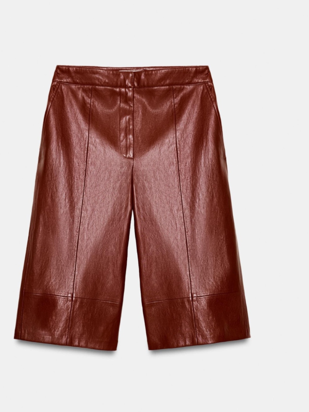 Leather Culotte Jumpsuit in Deep Burgundy - Picture 4 of 6